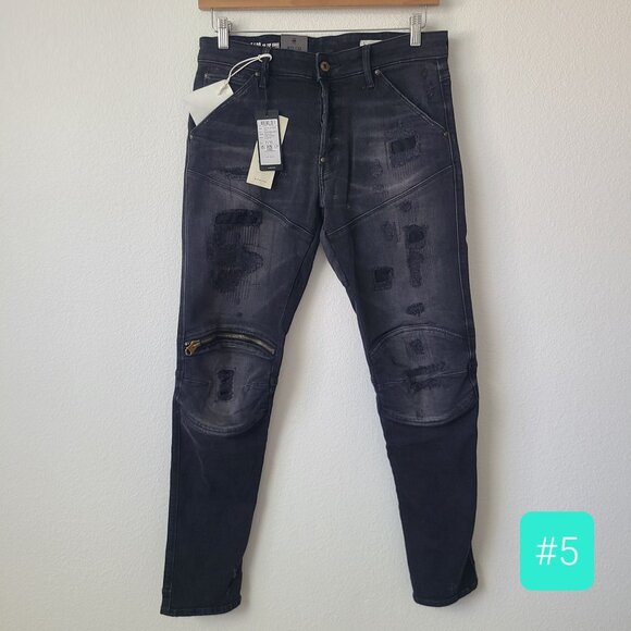 G-Star RAW 5620 3D Zip Knee Skinny Distressed Jeans Size 31x32 Black #5